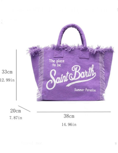 Denim purple big Saint Barts boho handbag