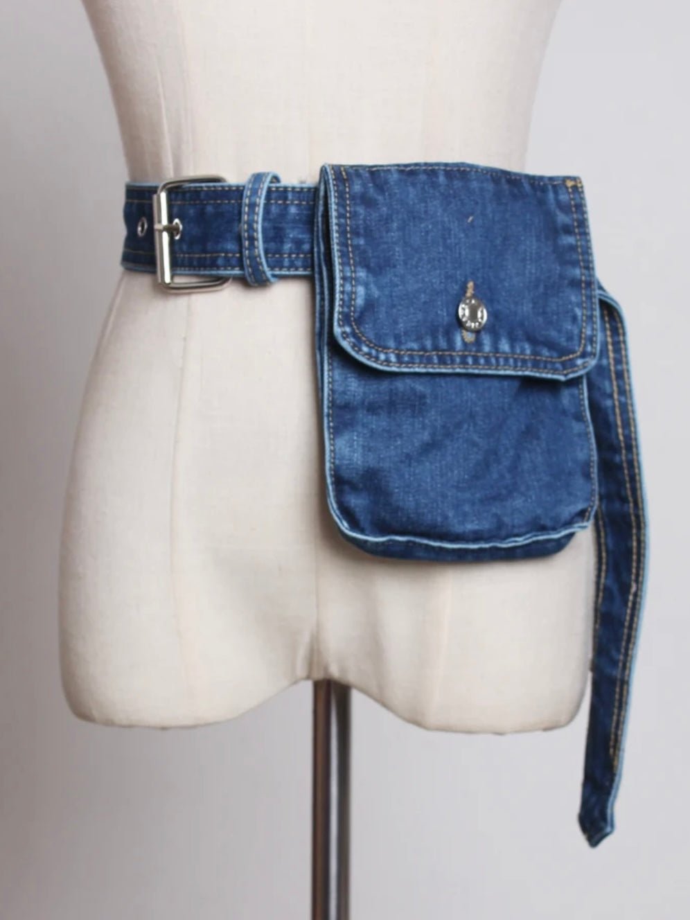 Jeans dark belted phone handbag - Wapas