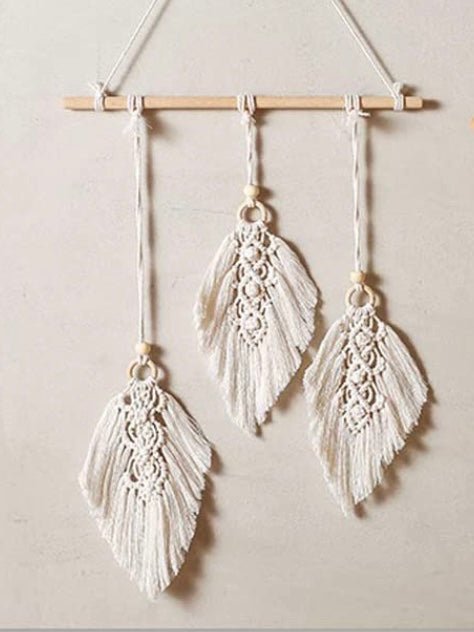 Leaves white macrame wall hanging - Wapas