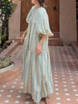 Light blue and beige striped maxi dress - Wapas