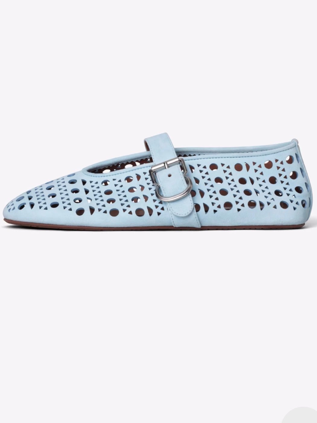 Light blue cutout pattern flats shoes - Wapas