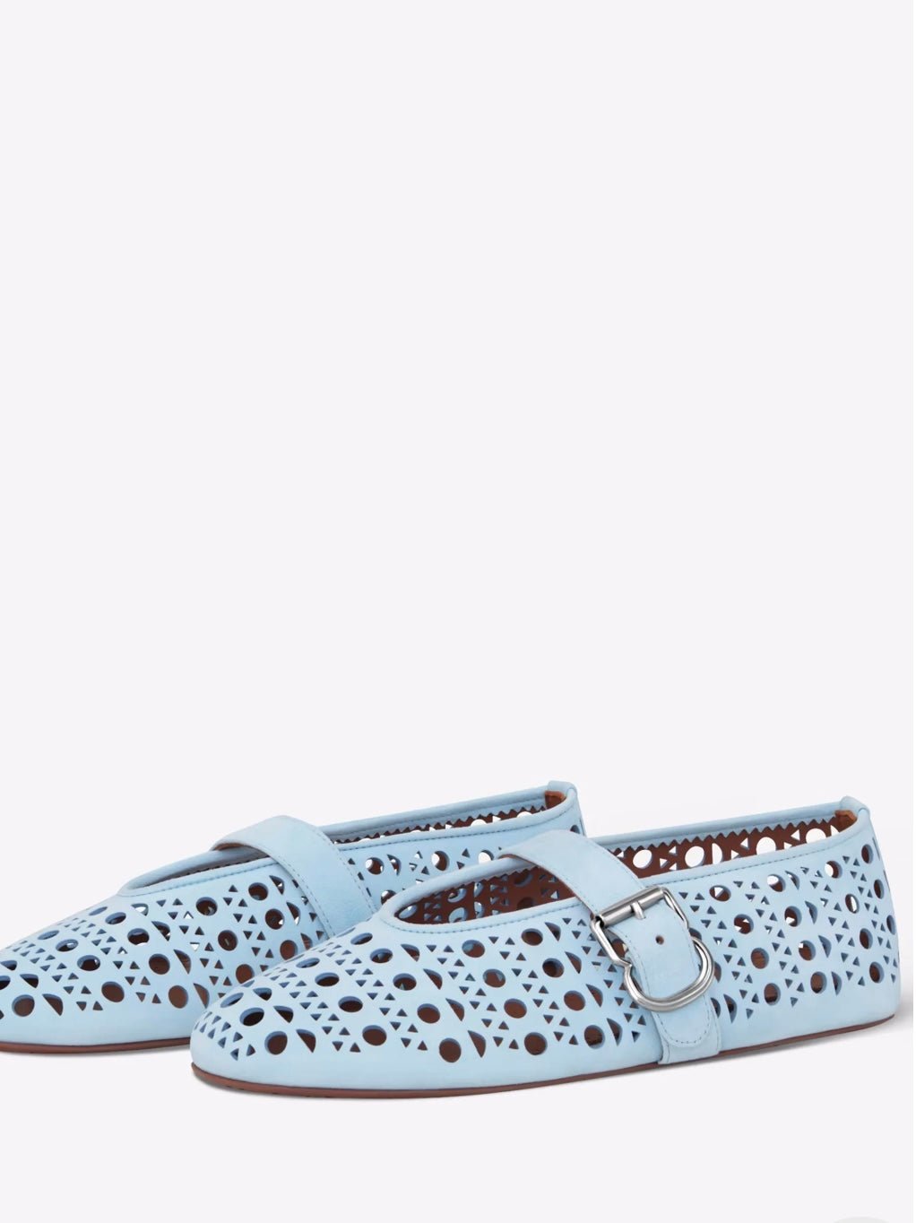 Light blue cutout pattern flats shoes - Wapas