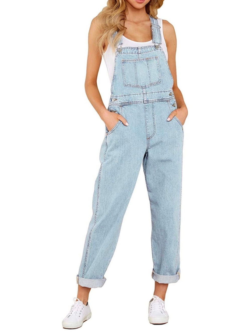 Light blue denim stretch jumper overall - Wapas