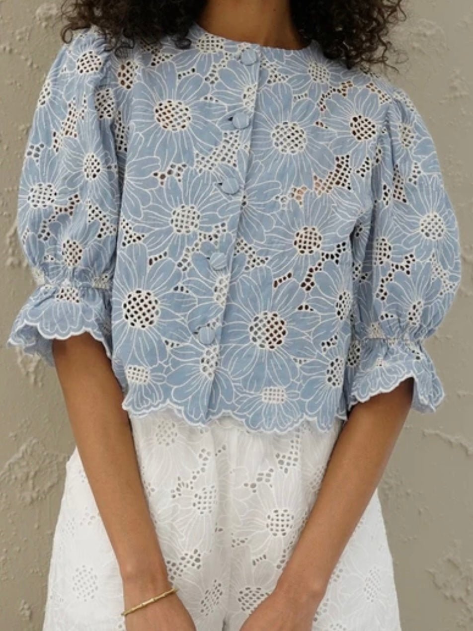 Light blue floral lace shirt - Wapas