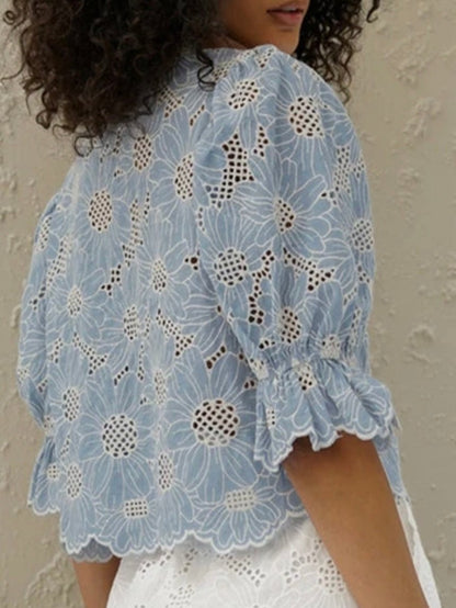 Light blue floral lace shirt - Wapas