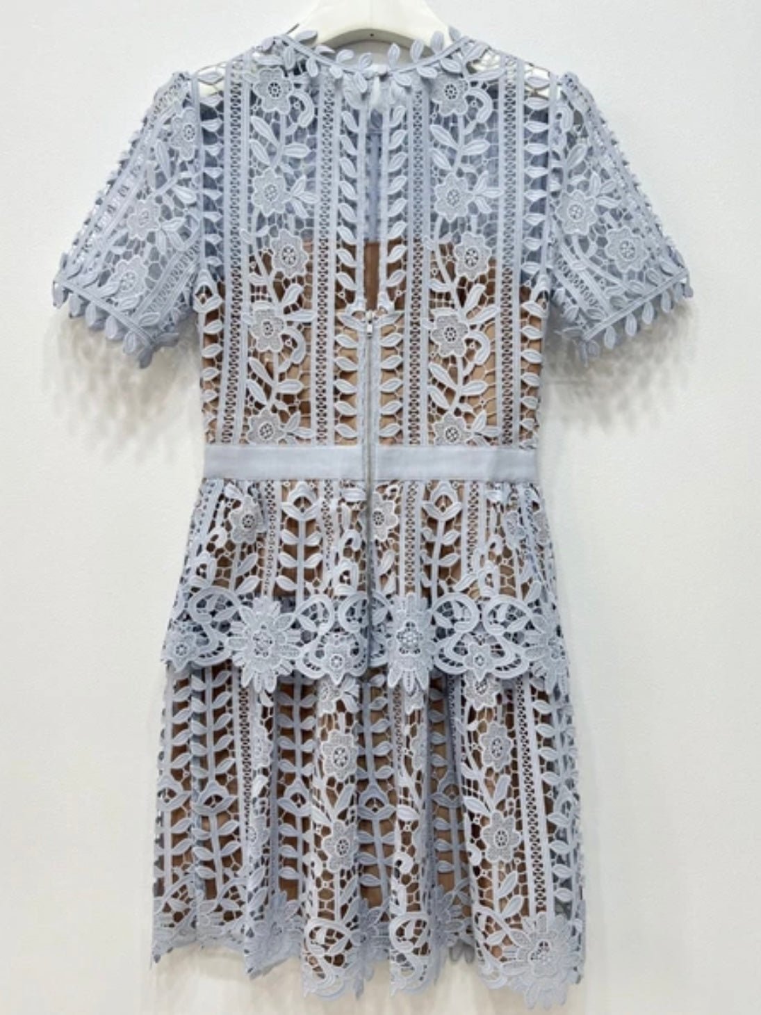 Light blue flowers lace mini dress - Wapas