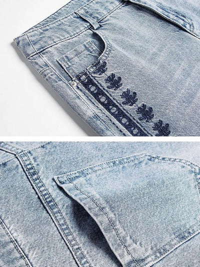 Light blue jeans embroidered pants - Wapas