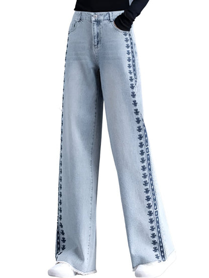 Light blue jeans embroidered pants - Wapas