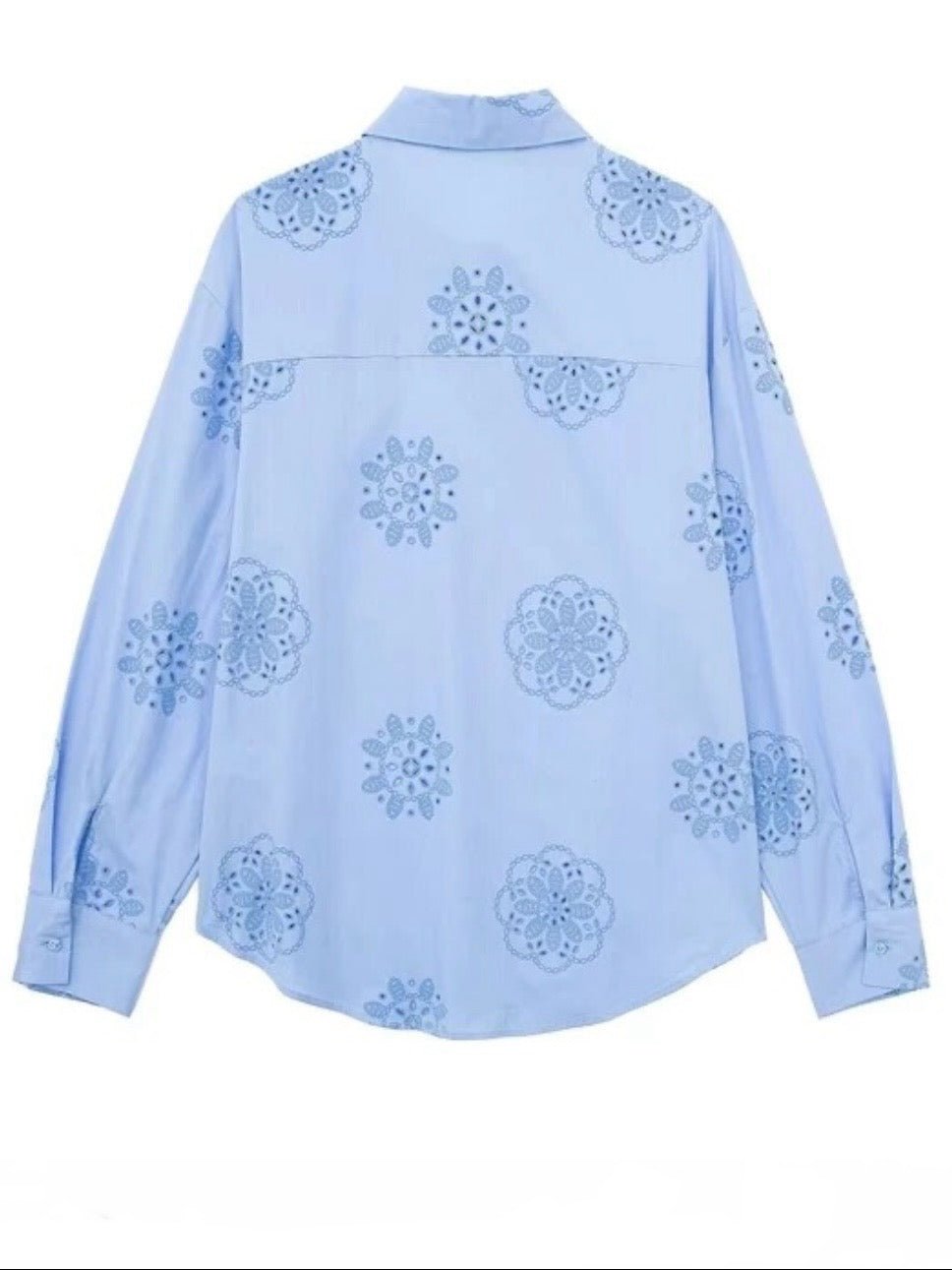 Light blue lace embroidered details shirt - Wapas