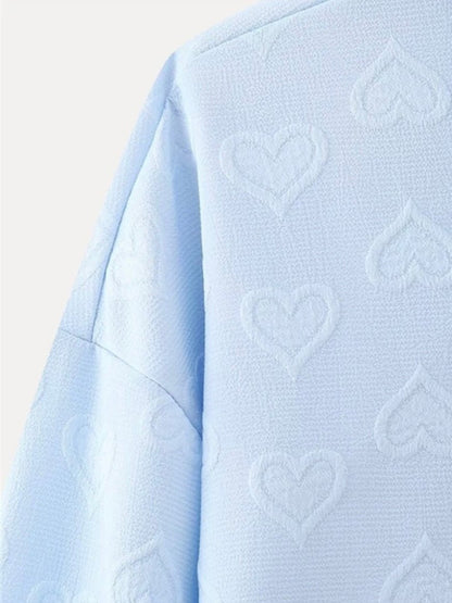 Light blue small bows and hearts texture shirt - Wapas