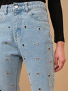 Light blue straight holes jeans pants - Wapas