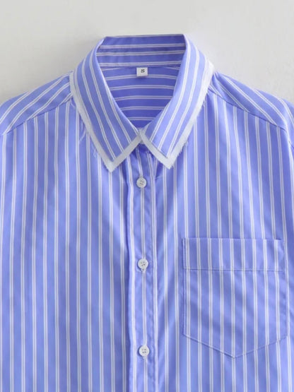 Light blue striped front shirt - Wapas