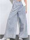 Light blue washed texture denim wide leg pants - Wapas