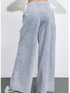 Light blue washed texture denim wide leg pants - Wapas