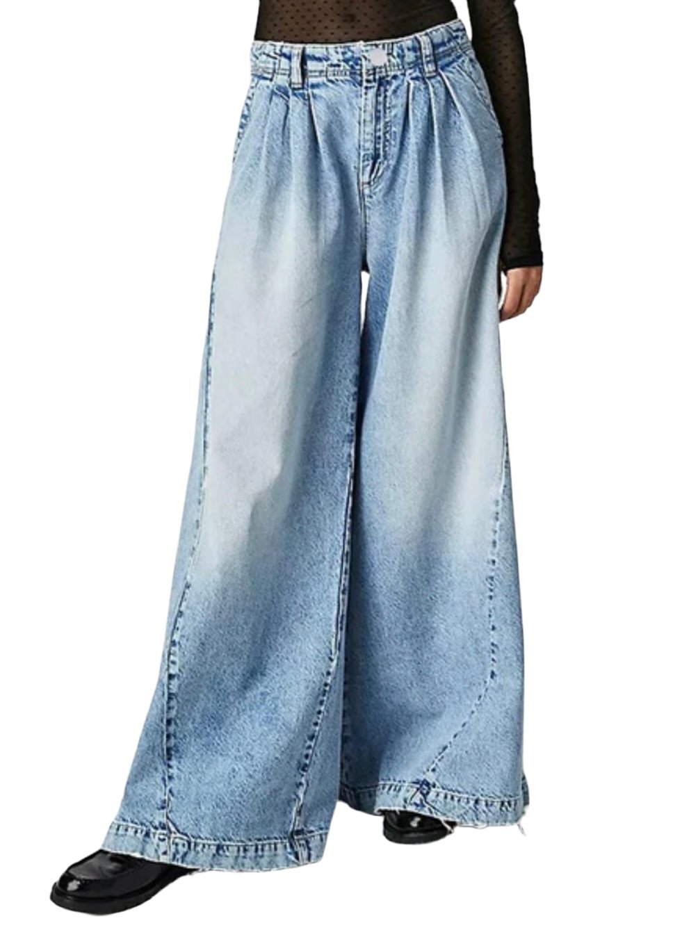 Light blue washed wide leg pants - Wapas