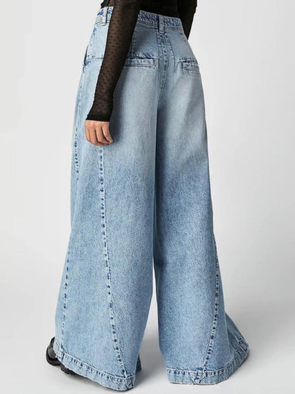 Light blue washed wide leg pants - Wapas