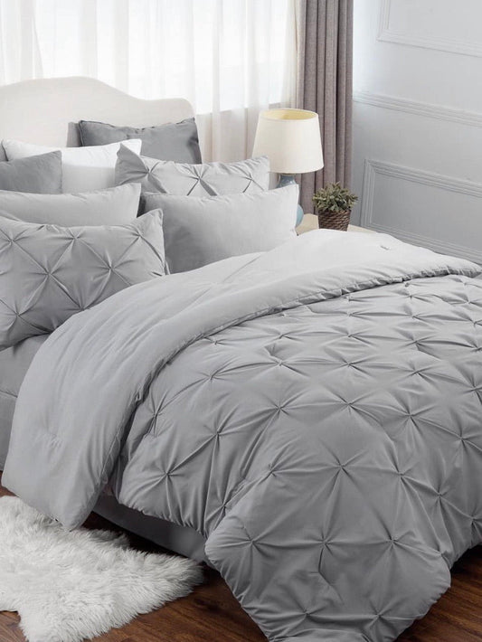 Light gray pleated bed set 8 pieces - Wapas