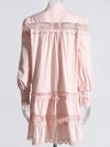 Light pink lace long sleeves short dress - Wapas