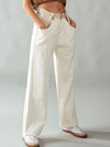 Mid beige jeans buttoned waist baggy pants - Wapas