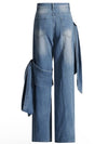 Mid blue bows straight jeans - Wapas