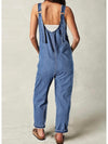 Mid blue denim baggy capri jumpsuit - Wapas