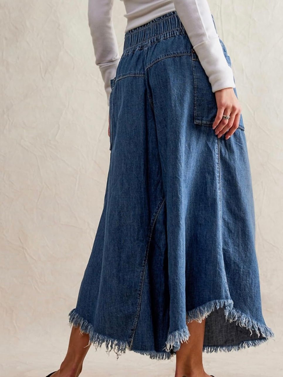 Mid blue denim capri wide pants - Wapas