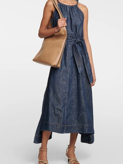 Mid blue denim maxi dress - Wapas