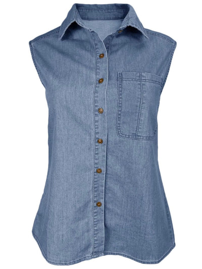Mid blue denim sleeveless shirt - Wapas
