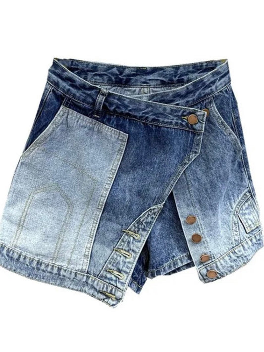 Mid blue jeans inverted mini skirt - Wapas