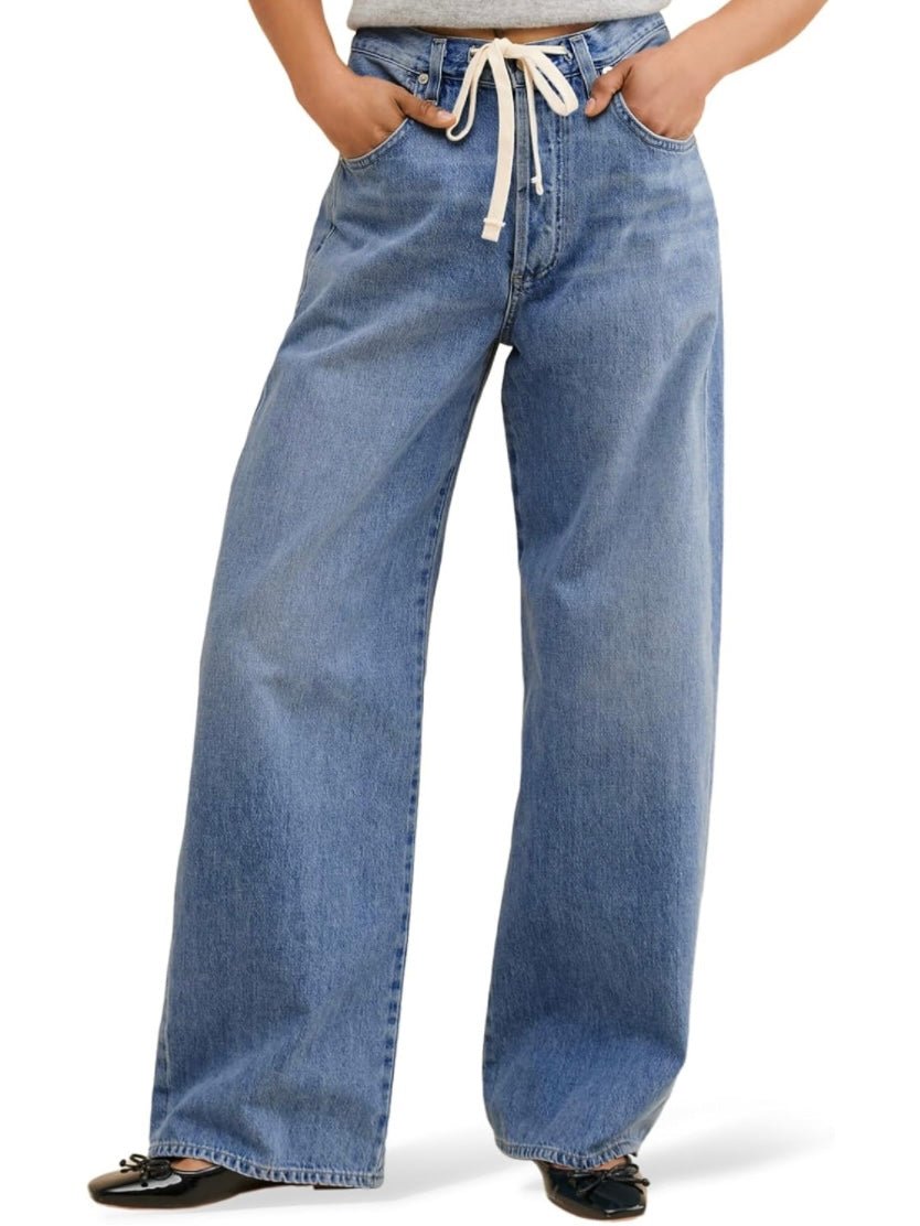 Mid blue jeans tied pants - Wapas