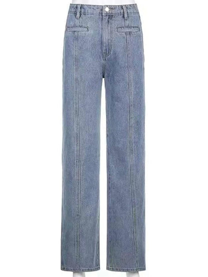 Mid blue washed jeans red stars stretch pants - Wapas