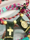 Multicolored bracelet with gold cross pin - Wapas