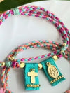 Multicolored bracelet with gold cross pin - Wapas