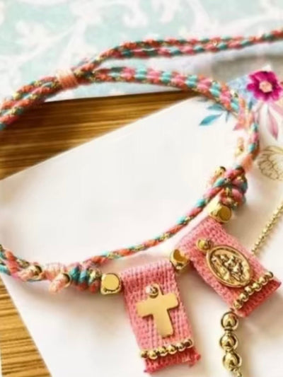 Multicolored bracelet with gold cross pin - Wapas