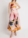 Multicolored printed cut out detail midi dress - Wapas