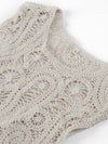 Natural off white crochet set of 2 lace top and tube asymmetrical skirt - Wapas