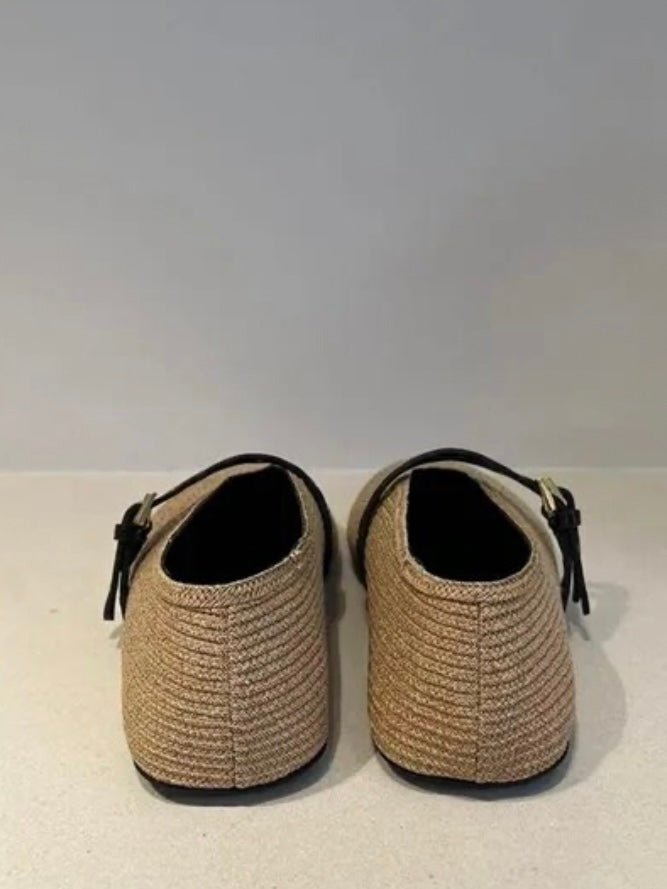 Natural straw flats shoes - Wapas