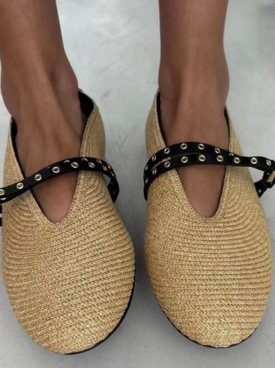 Natural straw flats shoes - Wapas