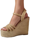 Natural wedge high heels sandals - Wapas