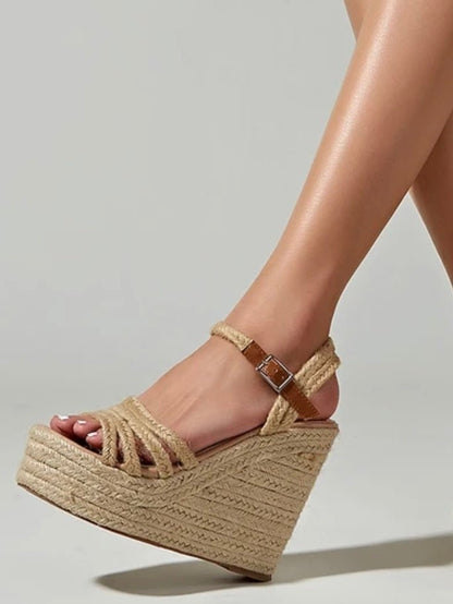 Natural wedge high heels sandals - Wapas