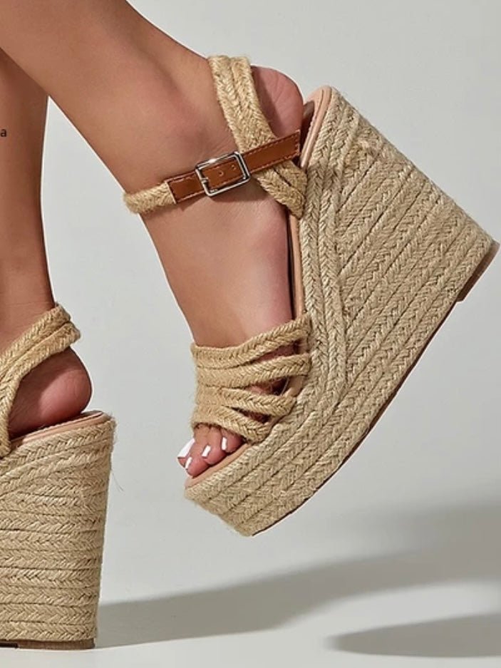 Natural wedge high heels sandals - Wapas