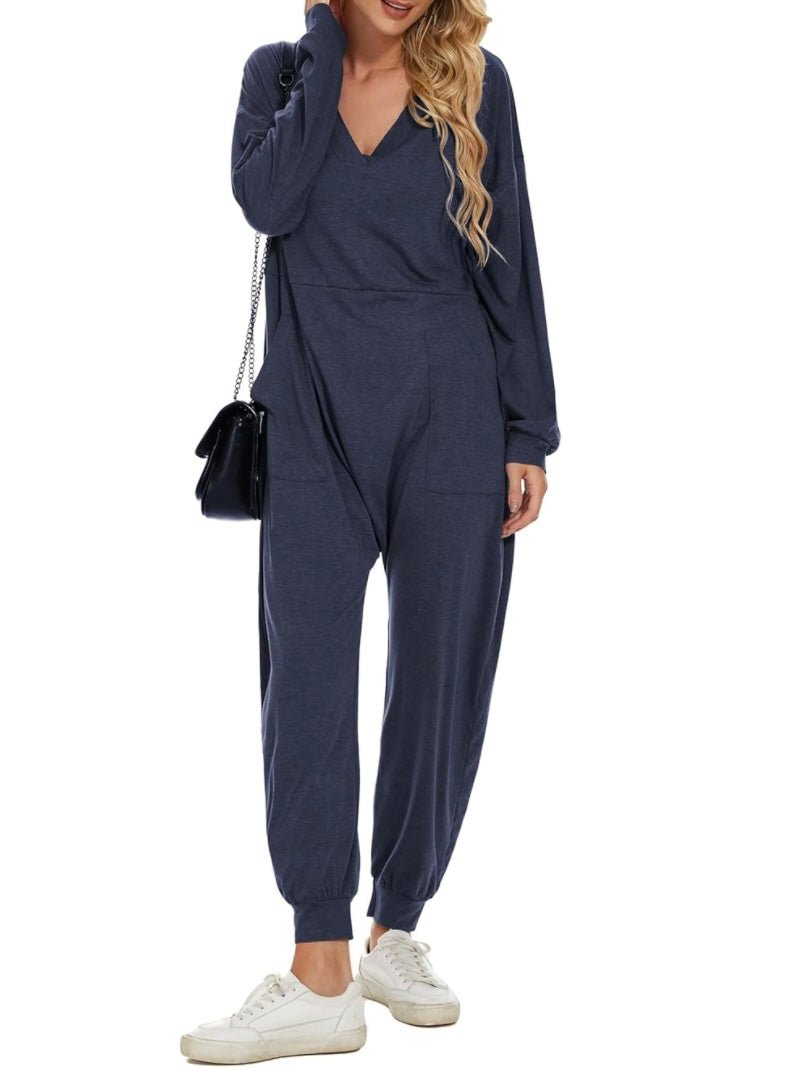 Navy blue loose jumpsuit - Wapas