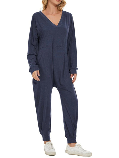 Navy blue loose jumpsuit - Wapas