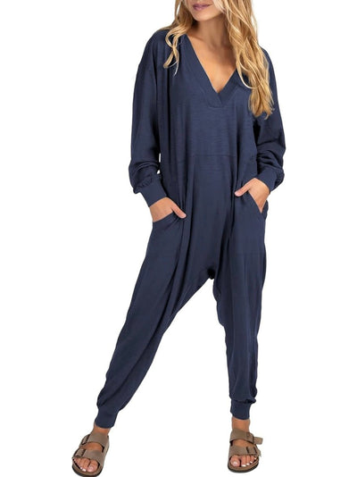 Navy blue loose jumpsuit - Wapas