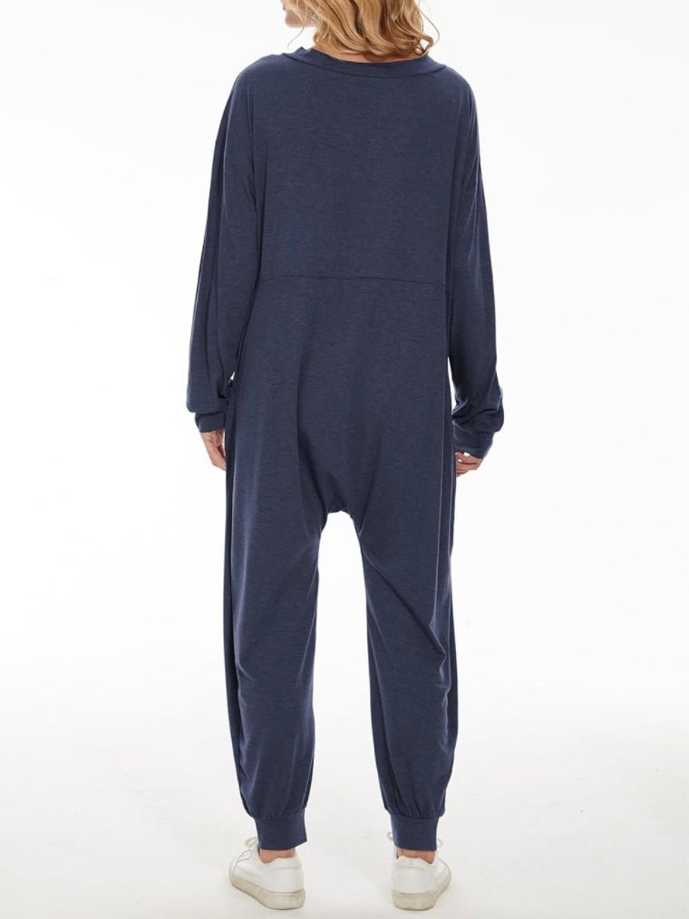 Navy blue loose jumpsuit - Wapas