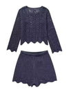 Navy blue set embroidered top and short - Wapas
