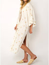 Off white and gold soleil long shirt/dress cover up duster - Wapas