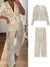 Off white knitted crochet sweater and pants set - Wapas