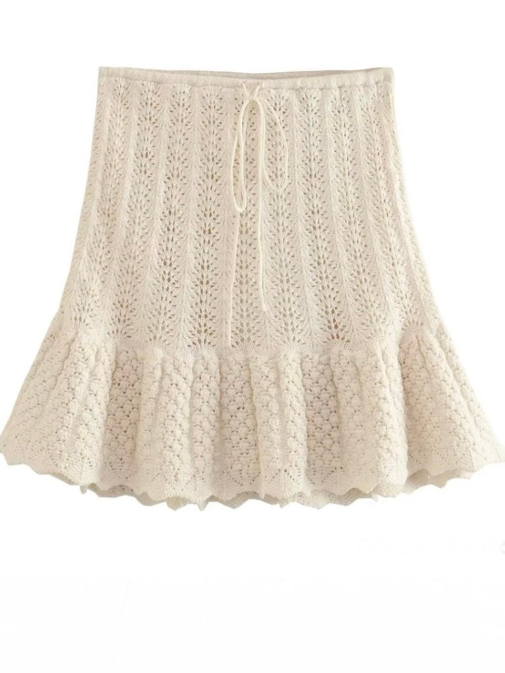 Off white knitted set of 2 top and skirt - Wapas