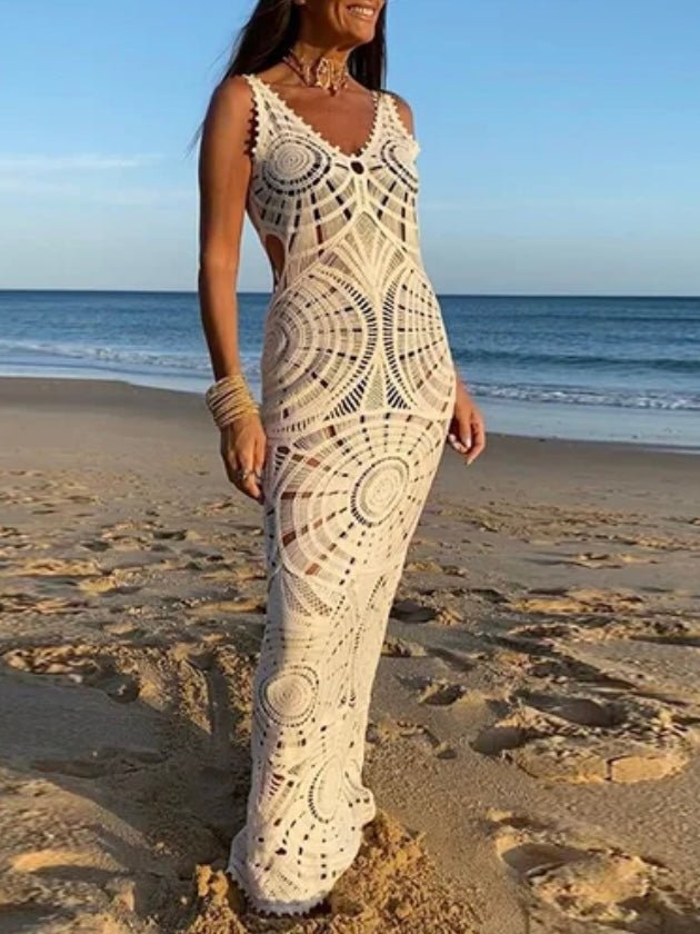 Off white lace casual and elegant cover up/long dress - Wapas